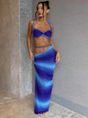 Nibber Sexy Women 2 Piece Set Bandage Ruched Square Collar Bra+Skinny Long Skirts 2025 Summer Vacation Beach Party Trend Suits