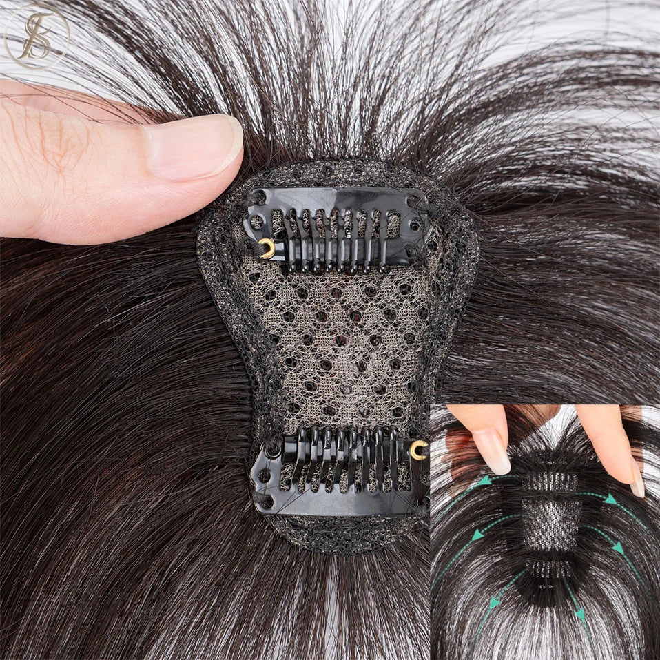 TESS Natural Hair Bangs 3D Fringe 10g Human Hair Invisible Clip In Hair Extension With Temples Hair Clip Natural Bangs For Women