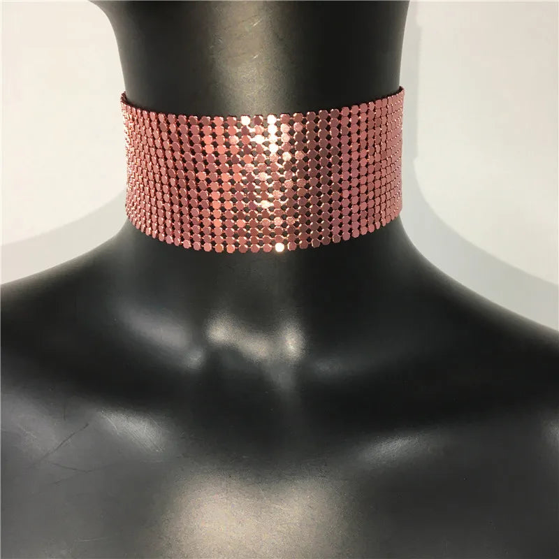 Fashion Metal Sequins Chokers Necklace Jewelry Women Statement Choker Wedding Necklace Jewelry Accessories For A Gift