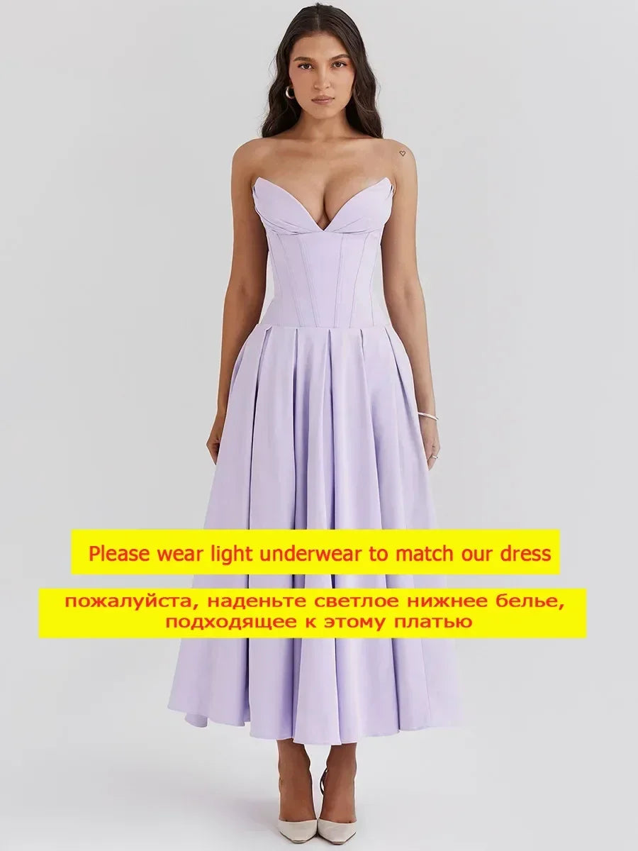 Mingmingxi Summer Strapless Bodycon Dresses Women 2024 New Arrivals Elegant Formal Occasion Dress Yellow Guest Party Dresses