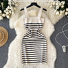 Striple 2024 Sexy Summer Knit Strap Dress Women Tank Elatic Waist Bodycon Sundress Female Beach  Backless Midi Dress