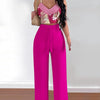 Women Fashion Print Halter V-Neck Short Tank Suit Tops Long Pants Matching Set Summer Casual Female Slim Pants Two Piece Sets