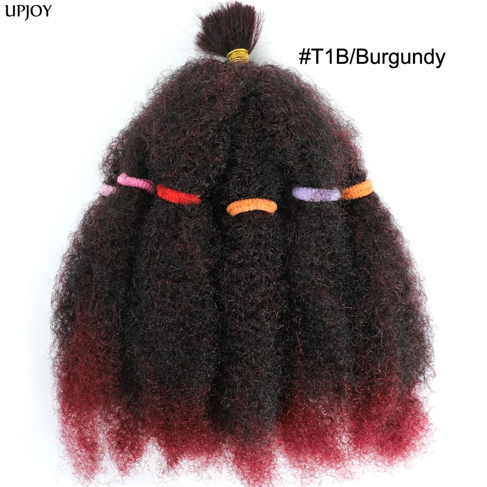 Afro Kinky Curly Hair Bulk Synthetic 12inch Ombre Marley Twists Braiding Hair #1B 4 27 30 33 99J Green Ombre Purple Brown Colors
