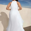 Lemongor Wedding Bridesmaid White Dress 2025 New Sleeveless Layered Ruffled Solid Color Split-Side Elegant Party Evening Dresses