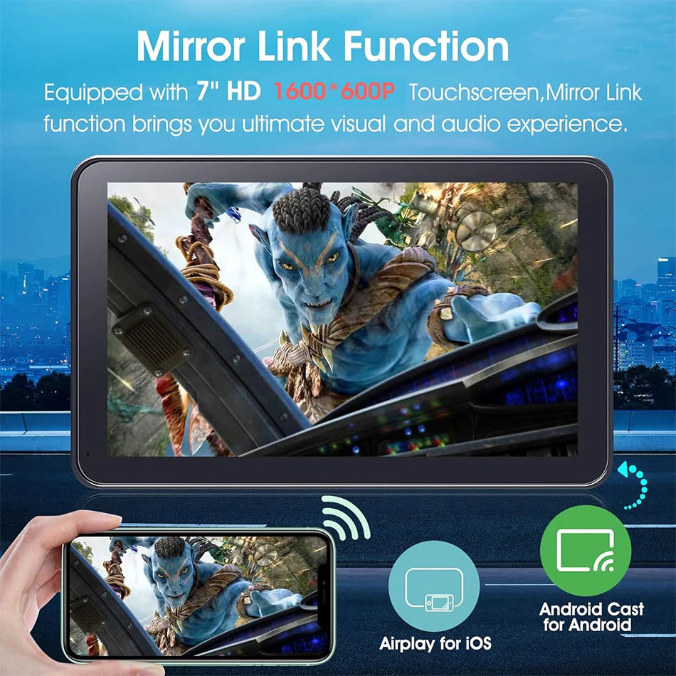 Jansite 7" Car DVR 2.5K Dash cam Wireless Carplay Android Auto Front and Rear Camera Dashboard Driving Recorder Dual Lens Wifi