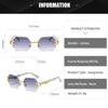 Hexagon Rimless Sunglasses Square Women Retro Men Sun Glasses Brand Designer Eyewear UV400 Shades Oculos Female Gafas