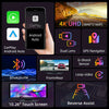 Develuck 10.26" Car DVR 350° Adjustable Carplay Android Auto Dash cam 4K Front&1080P Rear Camera Voice Control WIFI Dual lens FM