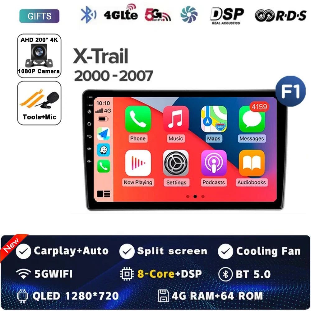 Android 14 Carplay Auto For Nissan X-Trail X Trail X - Trail 1 T30 2000 - 2007 Car Radio Multimedia Video Player Navigation GPS