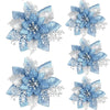 5pcs 14.5cm Glitter Artifical Christmas Flowers Mreey Christmas Tree Decoration Happy New Year Ornaments Xmas Fake Flowers natal