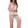Stripe Long Sleeve Trouser Pijamas Suit Women 2PCS Pajamas Set Sleepwear Spring Summer Satin Nightwear Loose Homewear Loungewear
