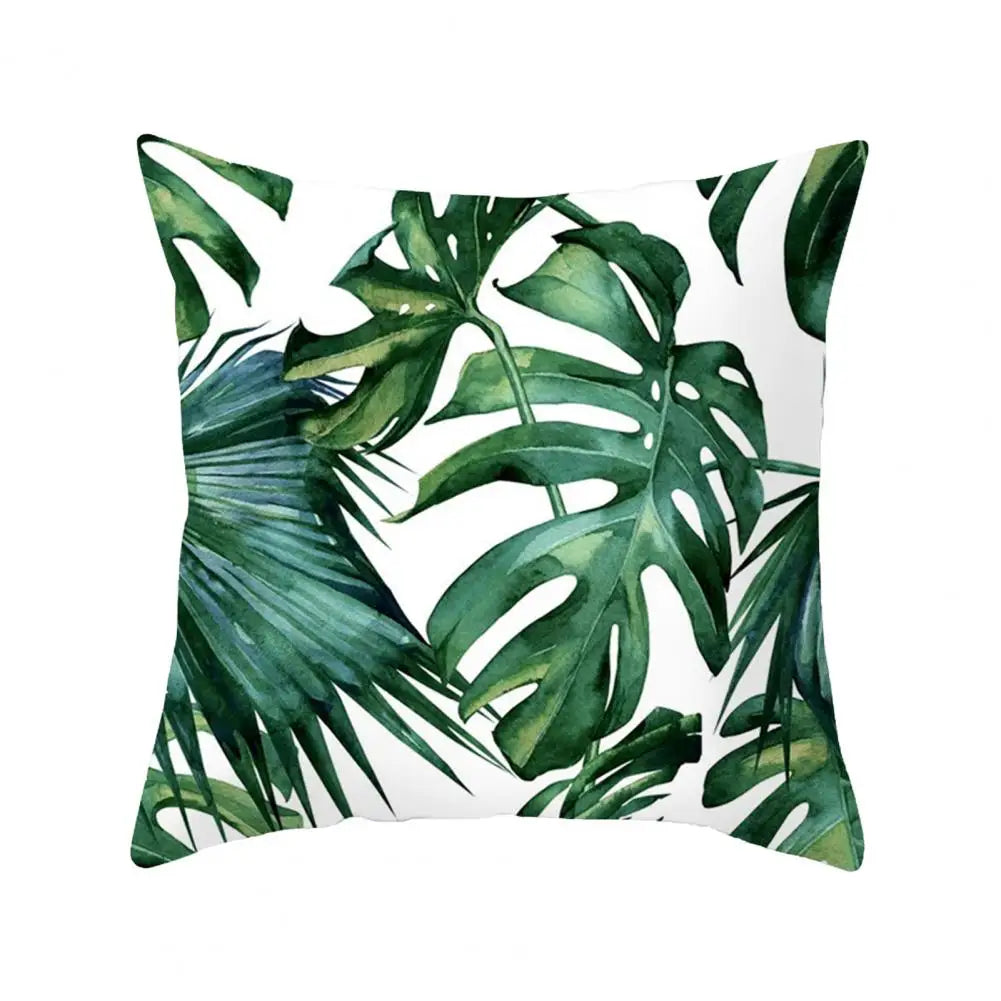 45cm Cushion Case Removable Polyester Green Plant Print Pillowcase Tropical Leaf Cactus Monstera Throw Cushion Cover Home Decor