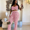 FAGADOER Sexy Hollow Out Tassels Pants Two Piece Sets Women Halter Sleeveless Backless Crop Top + Pants Outfit Female Streetwear