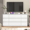 9 Drawer Dresser for Bedroom with Charging Station, 63" Modern Large Wood Chest of Drawers Handle Free, Black/White