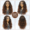Latisha 13X6 HD Synthetic Lace Front Wigs Curly Pre Plucked Lace Frontal Wig with Bangs for Women Highlight with Babyhair 24Inch