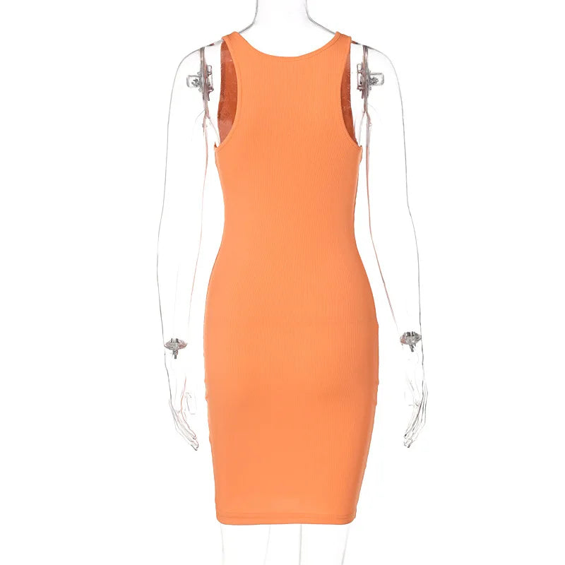 Sexy Deep U Neck Wrap Chest Slim Bodycon Dress Women Sleeveless Solid Color Skinny Dress Elegant Club Party Vestidos