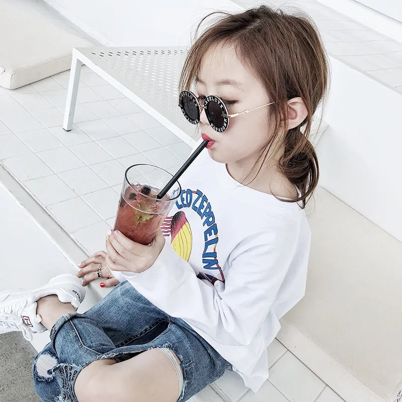 New Fashion Round Glasses Children Sunglasses Classic Cute Girls Kids Sun Glasses UV400 Protection Eyewear Baby De Sol Gafas