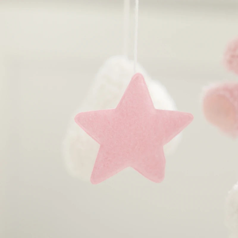 Baby Crib Mobile Rattle Toy 0-12Months Infant Soft Felt Teddy Velvet Pink Bear Bed Bell Hanging Toy Holder Bracket Crib Girl Toy