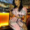 Women Sexy Bodycon 2 Piece Outfits V Neck Zip Up Long Sleeve Crop Top Midi Dress Skirt Set Plus Size Party Club Clubwear