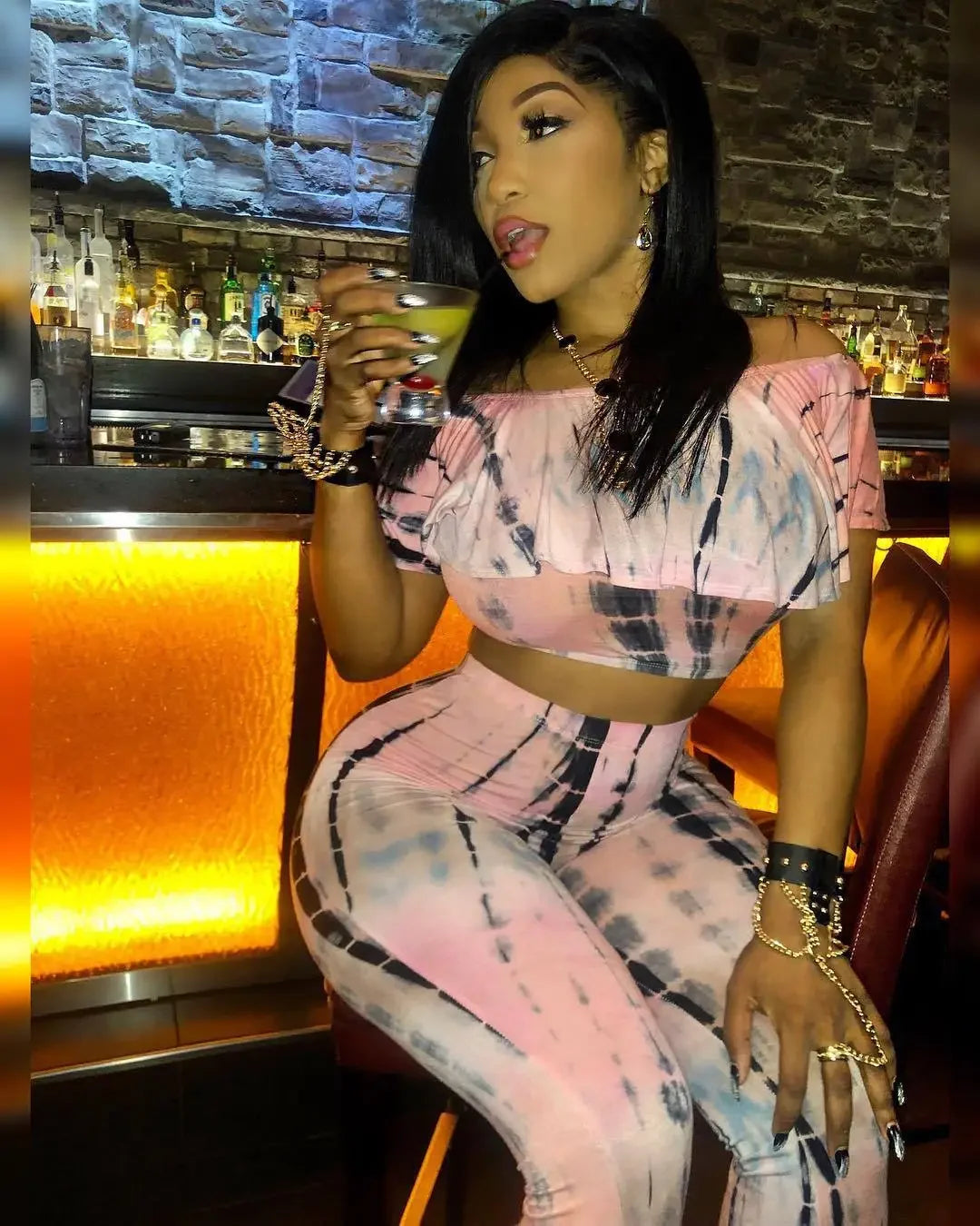 Women Sexy Bodycon 2 Piece Outfits V Neck Zip Up Long Sleeve Crop Top Midi Dress Skirt Set Plus Size Party Club Clubwear