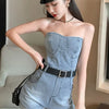 2024 Summer Rompers Women Jeans Jumpsuit Off Shoulder Loose Casual Denim Rompers Womens Jumpsuits Wide Leg Casual Denim Overalls