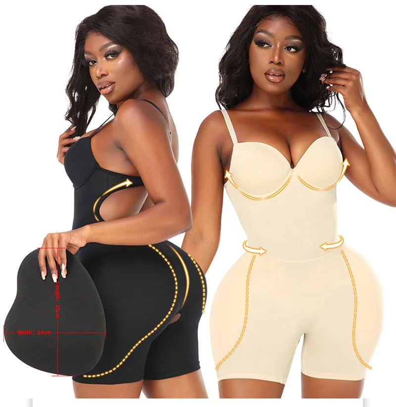 AfruliA Bodysuit Shapewear Padded Hip Enhancer Bra Cushion Butt Lifter Sexy Back Body Shaper Jumpsuits Fajas Colombianas Girdles