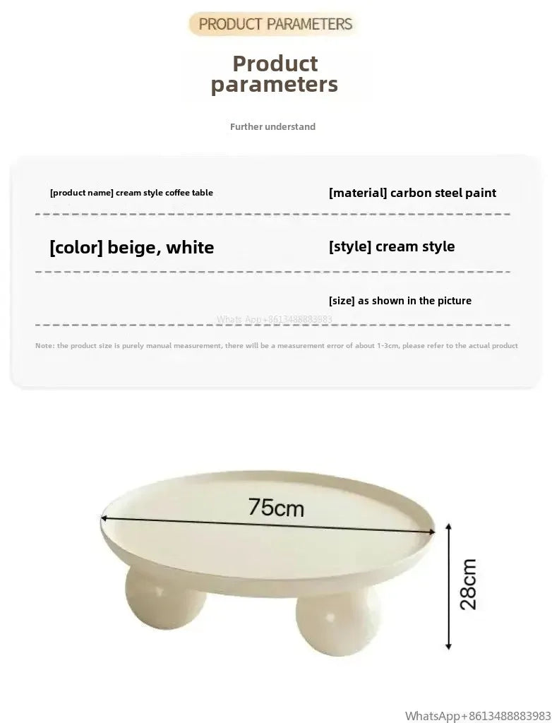 Nordic Combination Bedroom Coffee Table Simple Light Luxury Household Cream New Round Living Room Modern Small Apartment