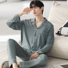 Autumn Pajamas Sets Men Long Sleeve Modal Cotton Thin Teenage Boys' Large Size Spring Outwear Home Cloth Suit Sleepwear Male