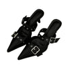 Punk Goth Metal Buckle High Heels Women's Sandals Summer  Pointed Toe Silver Party Shoes Fashion Womens Pumps Shoes Tacones