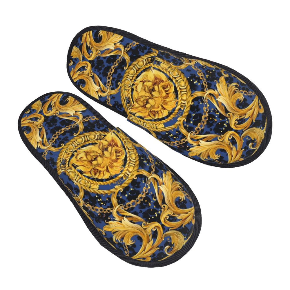 Custom Queen Of Absolutely Everything Gold Baroque Soft Memory Foam House Slippers Women Comfy Warm Anti-skid Sole Slipper