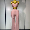 Women Sexy Bandage Crop Top Pant Set Evening Party Club Luxury Birthday High Street Fashion Elegant Luxury Birthday Outfit ﻿