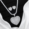 In Stock Iced Out Bling Women Jewelry 5A White Cubic Zirconia Heart Shaped Pendant Necklace With Tennis Box Chain