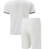 2025 Men Europe and the United States new summer Waffle solid color zip-up lapel short-sleeve suit shorts two sets