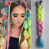 Synthetic Tinsel Braiding Hair 4 Tones Ombre Color White Purple Blue Yellow Jumbo Braids Mixed tinsels For Festival Party