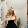 Women Strapless Backless Short Dress Elegant Sexy Off Shoulder Sleeveless Dresses 2025 Ladies Evening Party Birthday Gowns Black