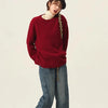 Turtleneck 100% cashmere sweater women loose thickening age reduction niche vintage red crewneck sweater women long sleeves