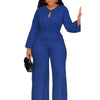 Znaiml Women O Neck Long Sleeve Straight Wide Leg Pants Rompers Office Lady Jumpsuits Pink Loose One Piece Overalls Streetwear