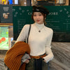 Women's Turtleneck Sweater Winter 2025 Retro Red with Velvet Lining Thickened Inner Wear Thermal Knitting Bottoming Shirt