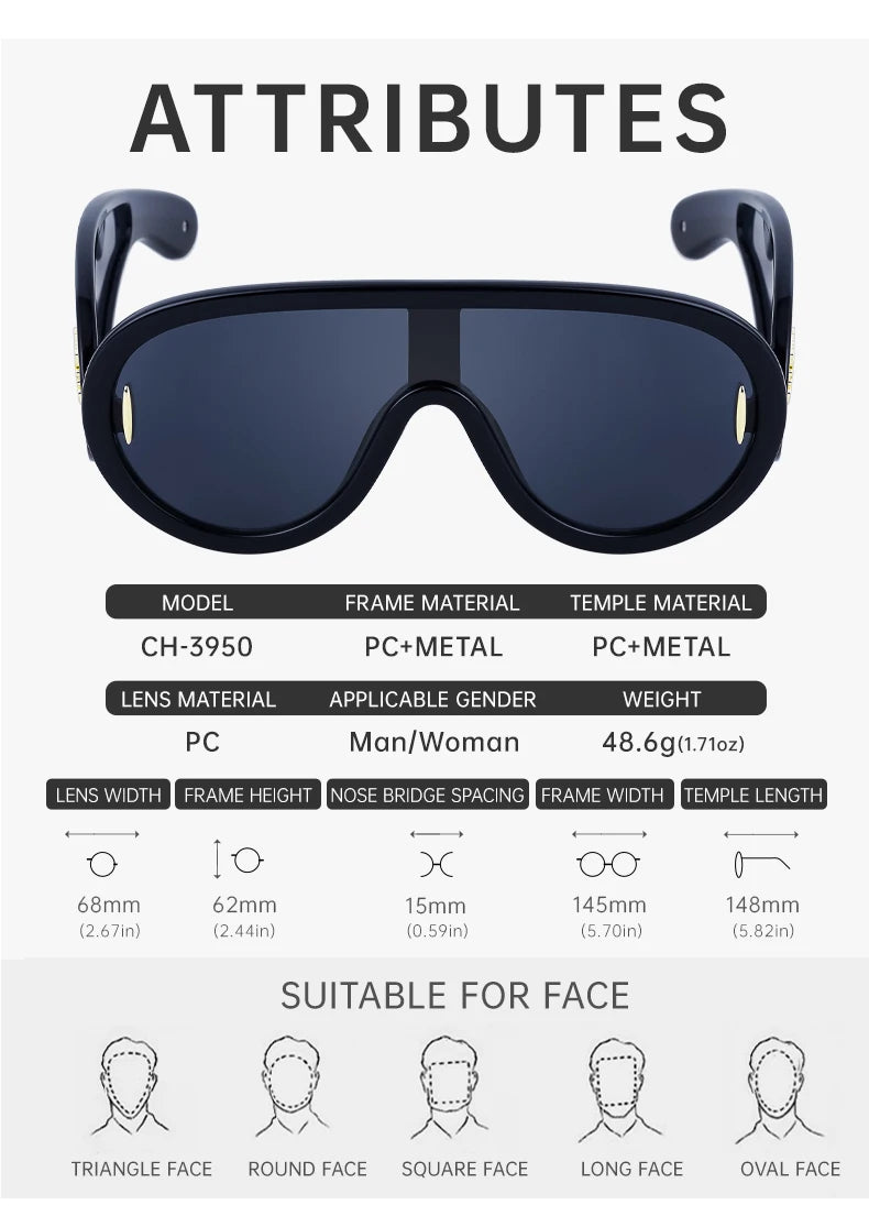 Oversized Wave Mask One-Piece Sunglasses Women Sports Y2K Punk Sun Glasses for Lady 2024 Luxury Brand Steampunk Eyewear Goggle
