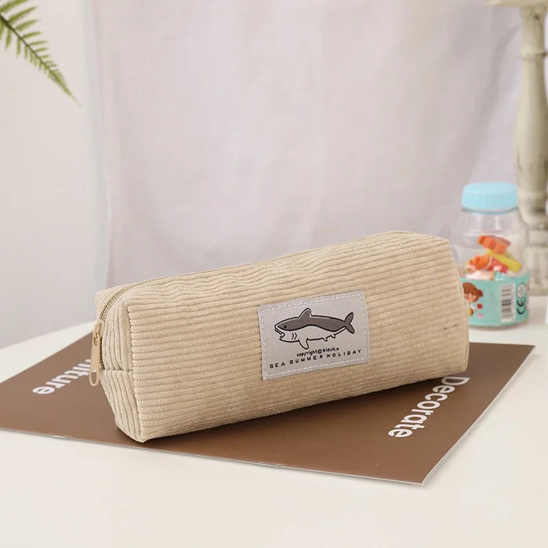Cute Shark Pencil Case Embroidery Pen Bag Back to School Supplies Stationery Items for Girls Kids Desk Cute Accessories Gift