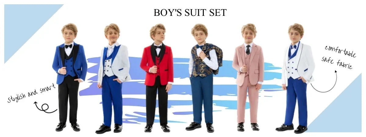 New High Quality Boys 2 Pieces Blazer Pants Set For Birthday Party Classic Child Regular Fit Suits Wedding Ring Bearer Outfit