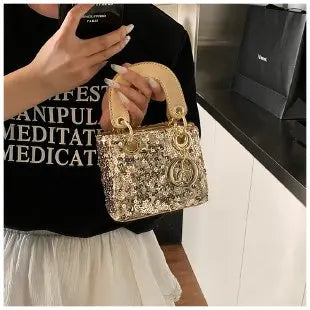 Sparkly Glitter Mini Evening Bag for Women, Designer Crossbody Shoulder Purse, Luxury Party Wedding Clutch, Unique Boutique Gift