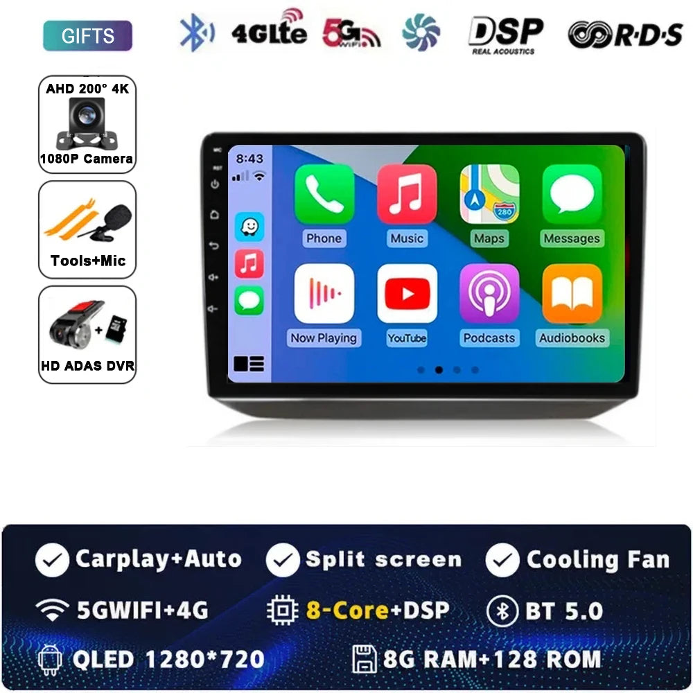 Android 14 Car Radio For Skoda Fabia 2 2007-2014 Multimedia Navigation GPS 4G WIFI Carplay Android Auto Player Carplay QLED 360