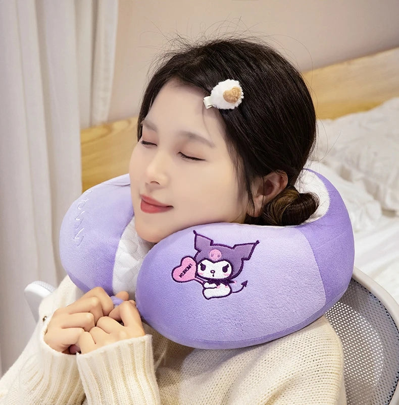 Lovely Kuromi My Melody U-shaped Neck Pillow Kawaii Japanese Style Cinnamoroll Travel Nap Pillow Skin Friendly Thickened Girl