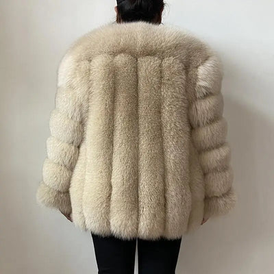 BEIZIRU Winter Woman Real Fox Fur Coat Warm Fashion Natural  New Luxury Stylelong sleeve fashion girls jacket
