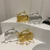 Leopard handle Luxury Gold Silver Party Evening Bag For Women Chain Clutch Handbags And Purses Mini Crossbody Shoulder Phone Bag
