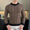 Autumn Winter Velvet Knitted Sweater Men's Long Sleeve Round Necked Sweater Slim Fit Casual Business Knitwear Tops Men Clothing