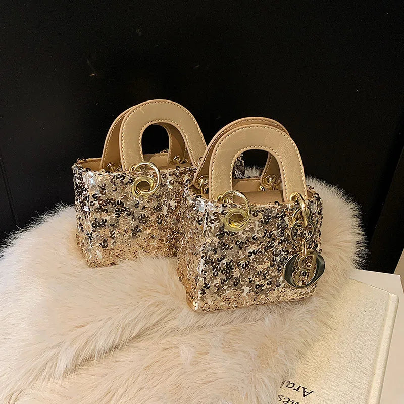 Sparkly Glitter Mini Evening Bag for Women, Designer Crossbody Shoulder Purse, Luxury Party Wedding Clutch, Unique Boutique Gift