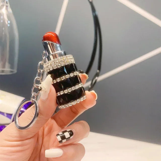 Luxury Diamond Lipstick Inflatable Lighter Mini Butane Pink Water Diamond Portable Lighter High End Women's Smoking Gift
