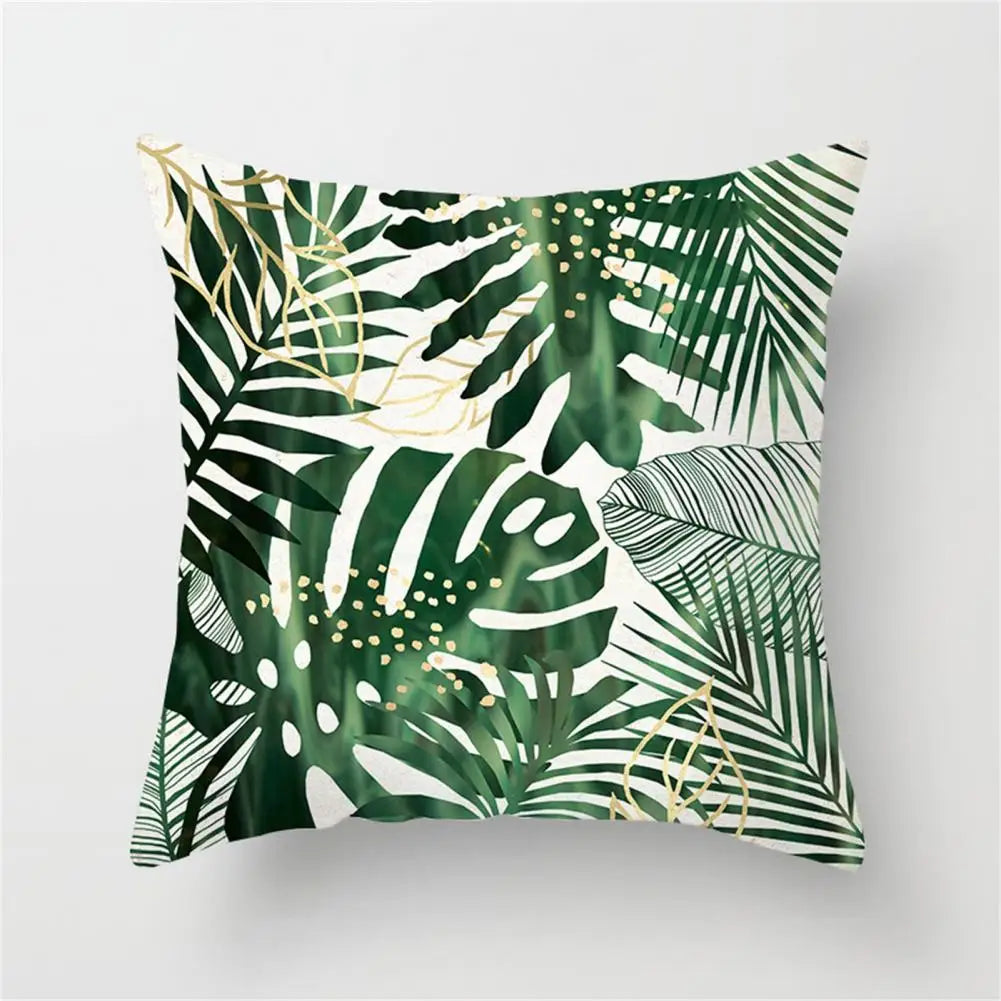 45cm Cushion Case Removable Polyester Green Plant Print Pillowcase Tropical Leaf Cactus Monstera Throw Cushion Cover Home Decor