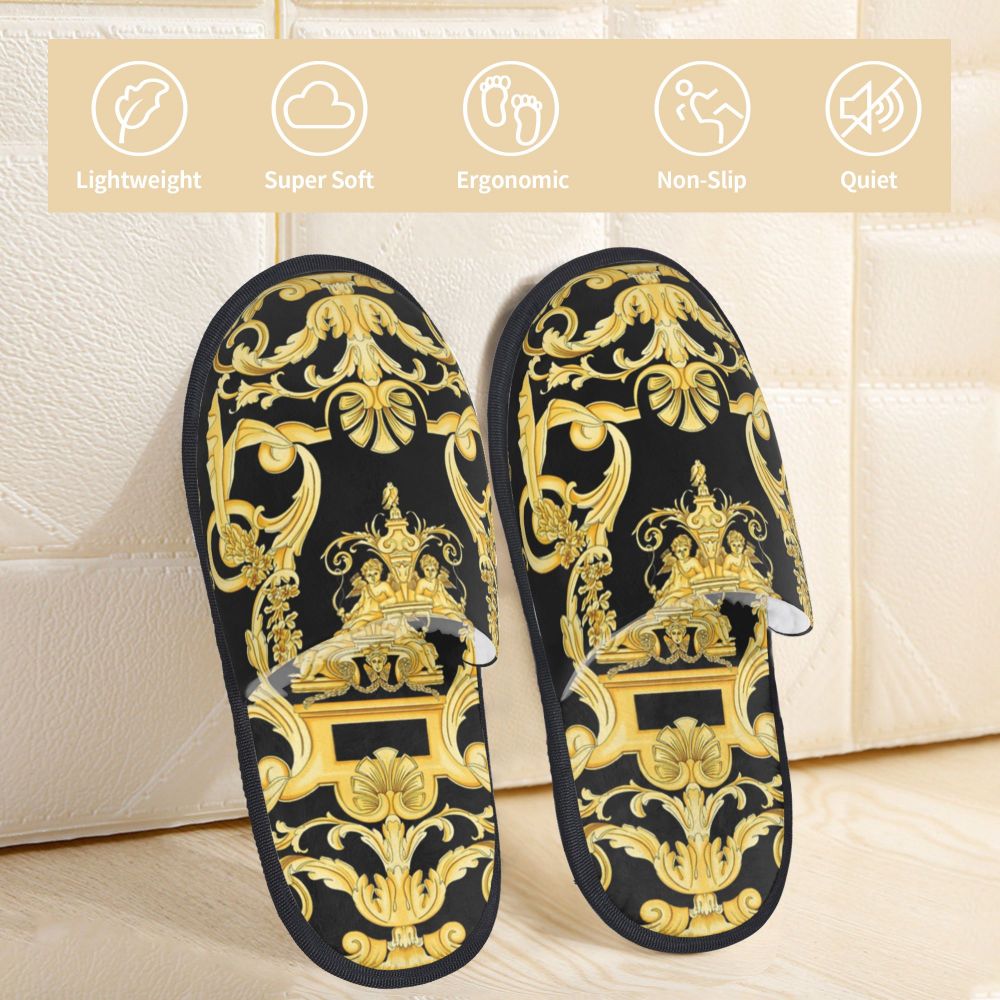 Custom Queen Of Absolutely Everything Gold Baroque Soft Memory Foam House Slippers Women Comfy Warm Anti-skid Sole Slipper